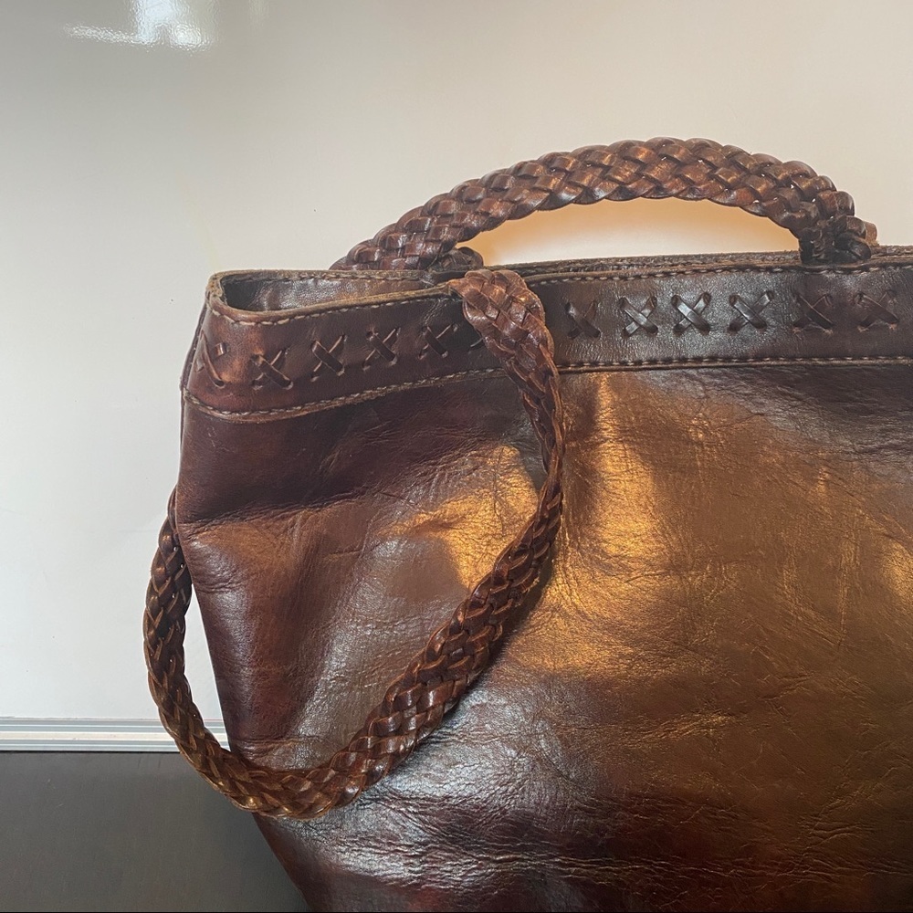 Leather Braided Strap Zipper Closure Shoulder Bag - Picture 3 of 11